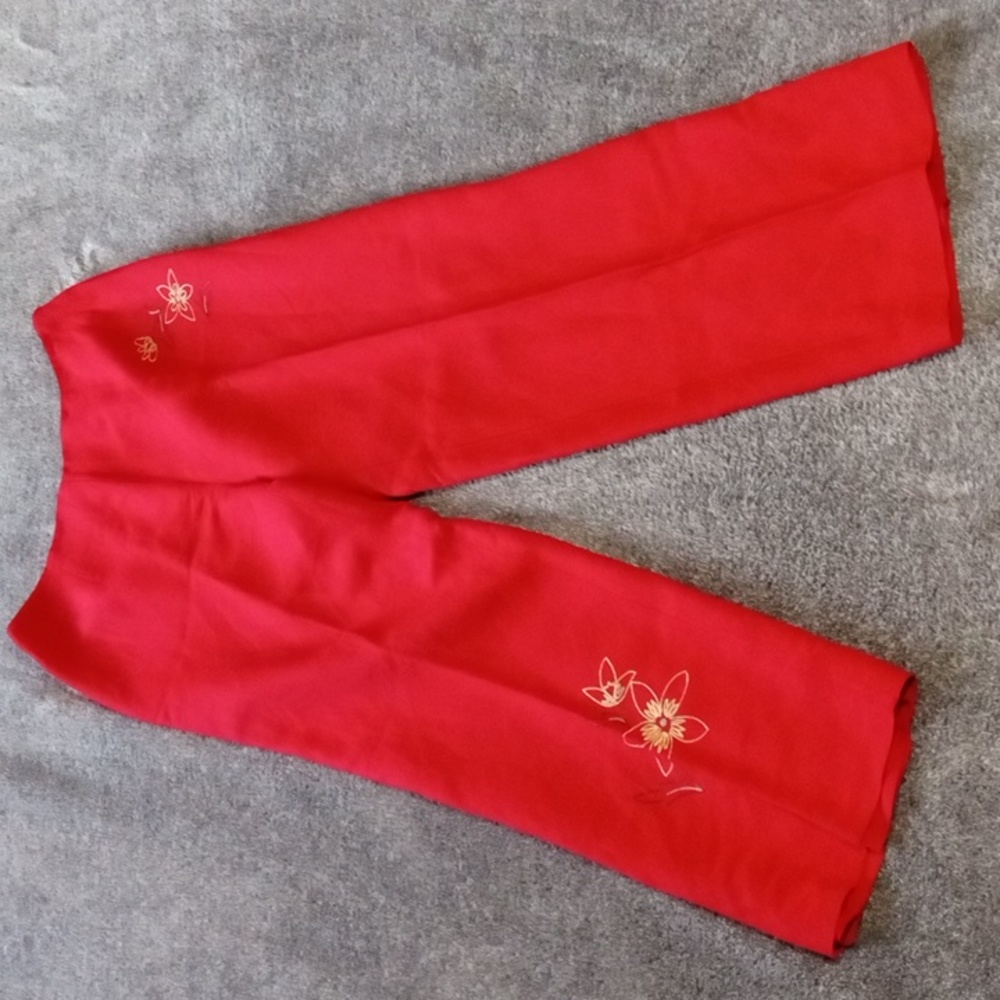 Annie Alexander retro side zip embroidered crop pants